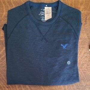 American Eagle Outfitters Men's Navy Thermal Crewneck Sweater